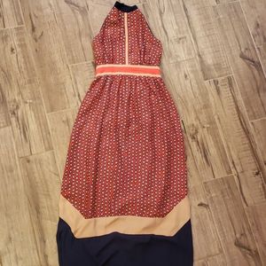 THML burnt orange and navy maxi dress size Small